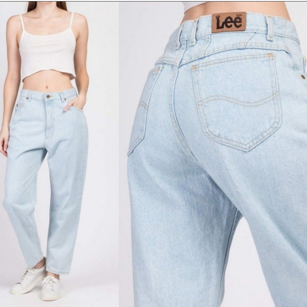 Vintage 90s Lee ultra high rise waist light wash mom jeans cheeky wedgie fit 12P